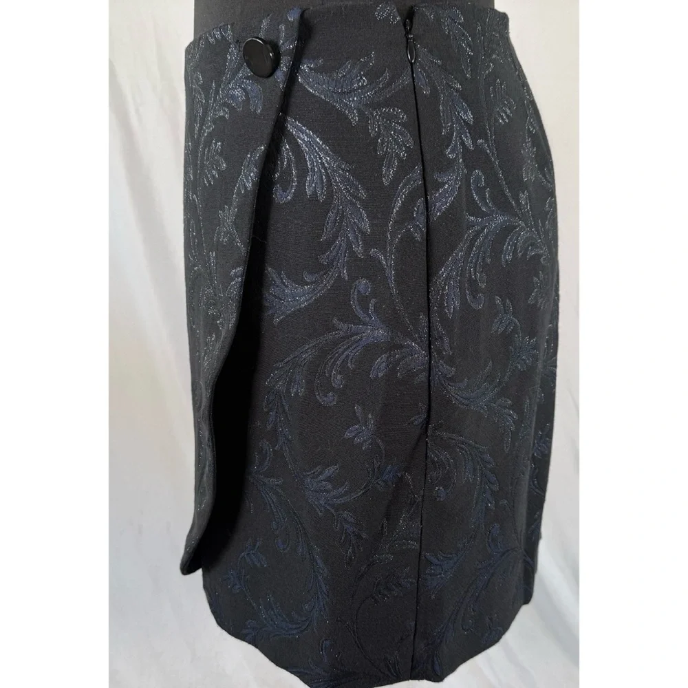 LOFT Black and Blue Floral Mini Skirt